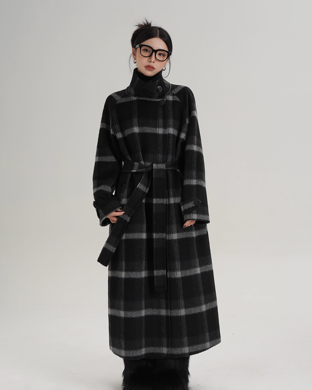 Stand Collar Paid Long Coat SRS0391