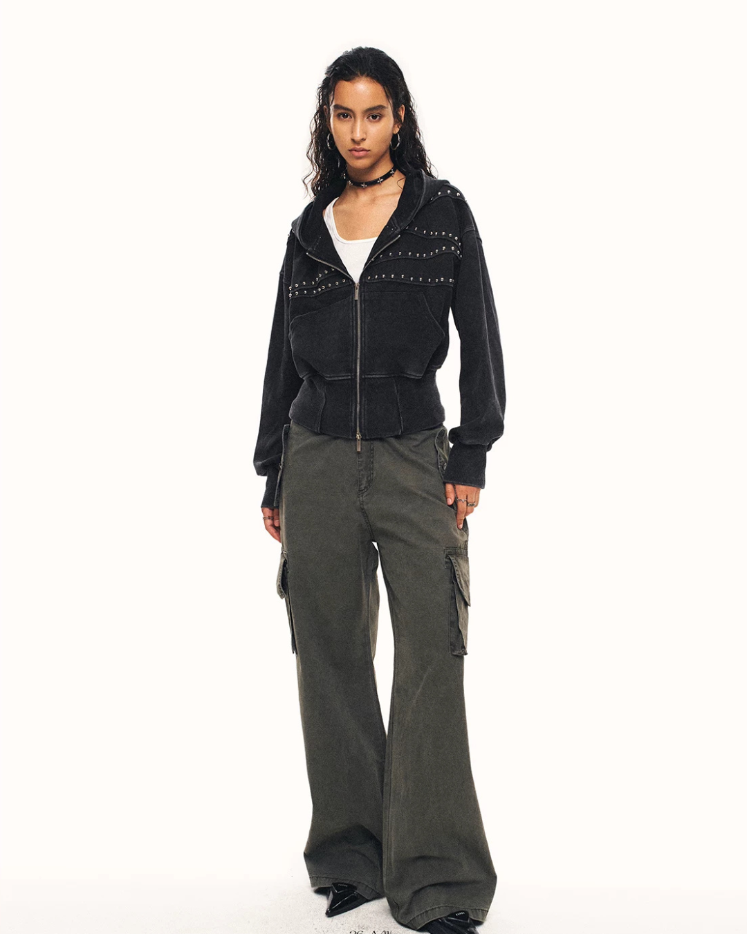 Studded Zip-Up Hoodie ZTS0031