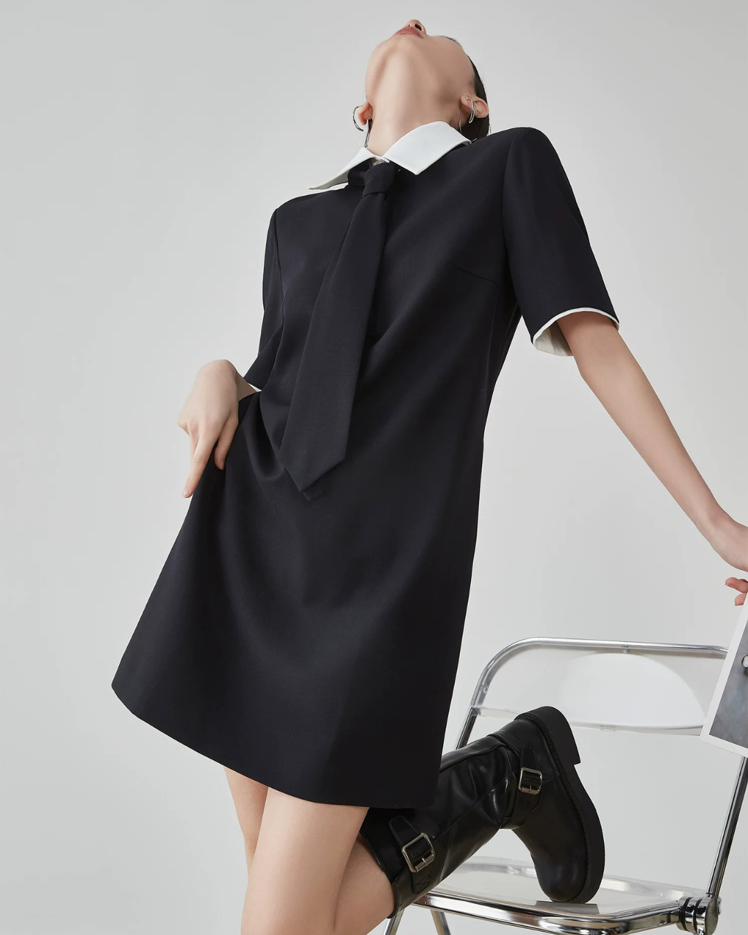 Necktie Cleric Mini Dress FER0203