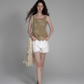 Back Open Floral Embroidery Top USY0002