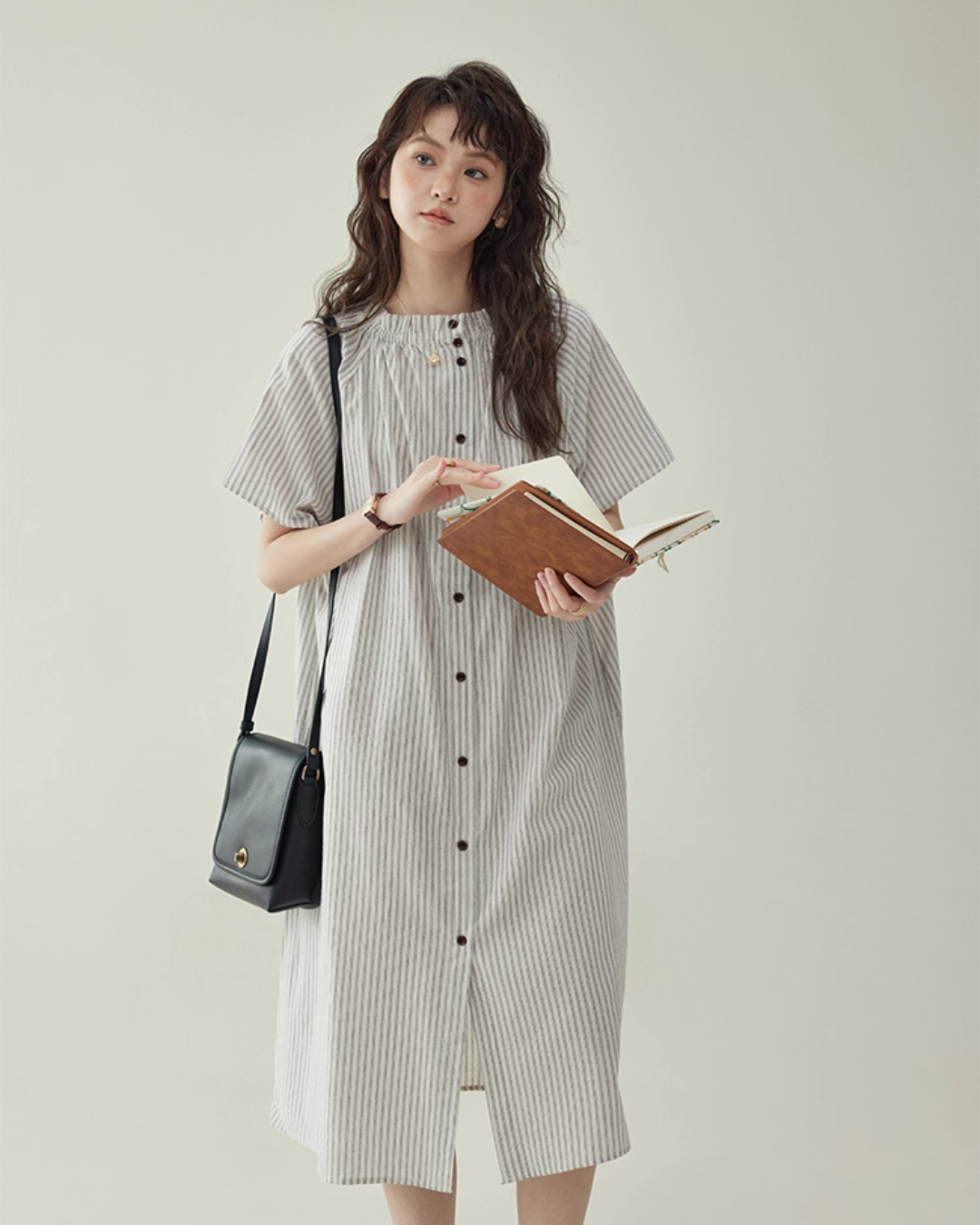 French Striped Shirt Dress  AMU0038