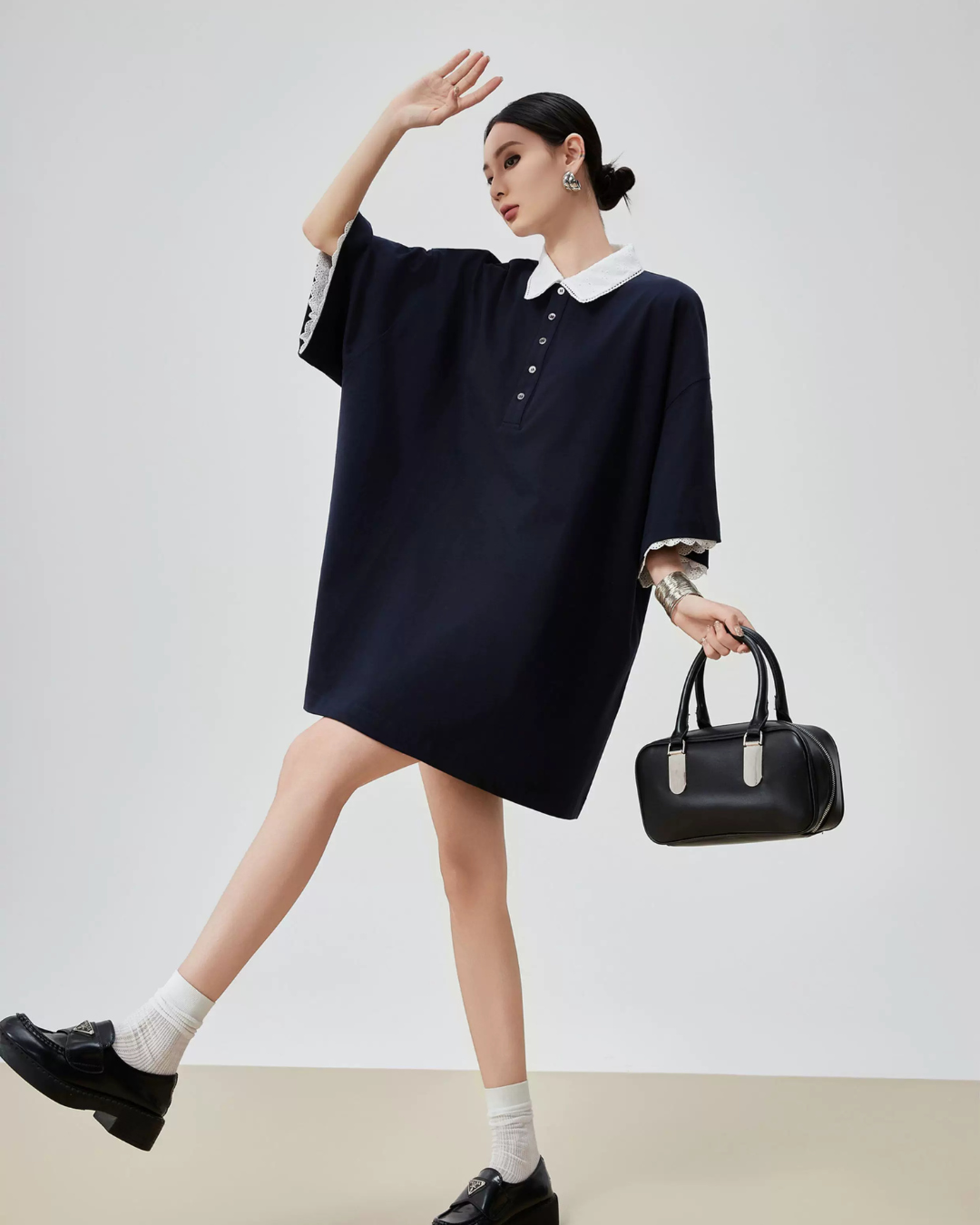 Two-Tone Polo Shirt Dress FER0226