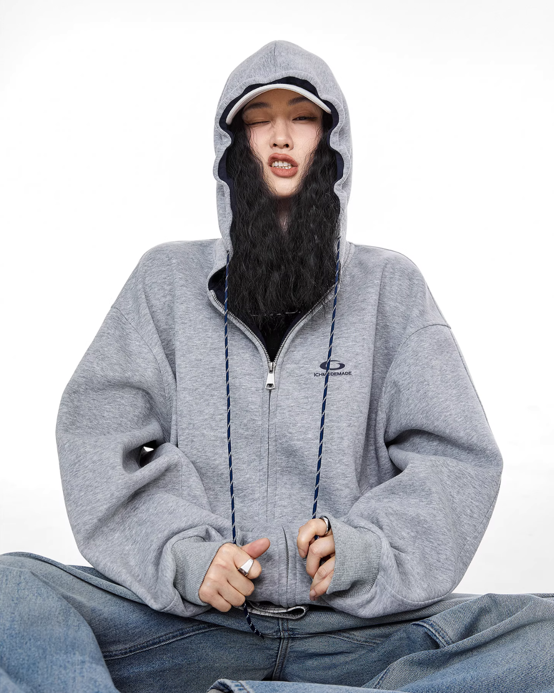 Retro Color Block Zip Hoodie ICM0077