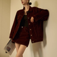 Wine Red Corduroy Jacket / Mini Skirt SUY0030