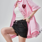 Heart Embroidery Short-Sleeve Shirt FER0176