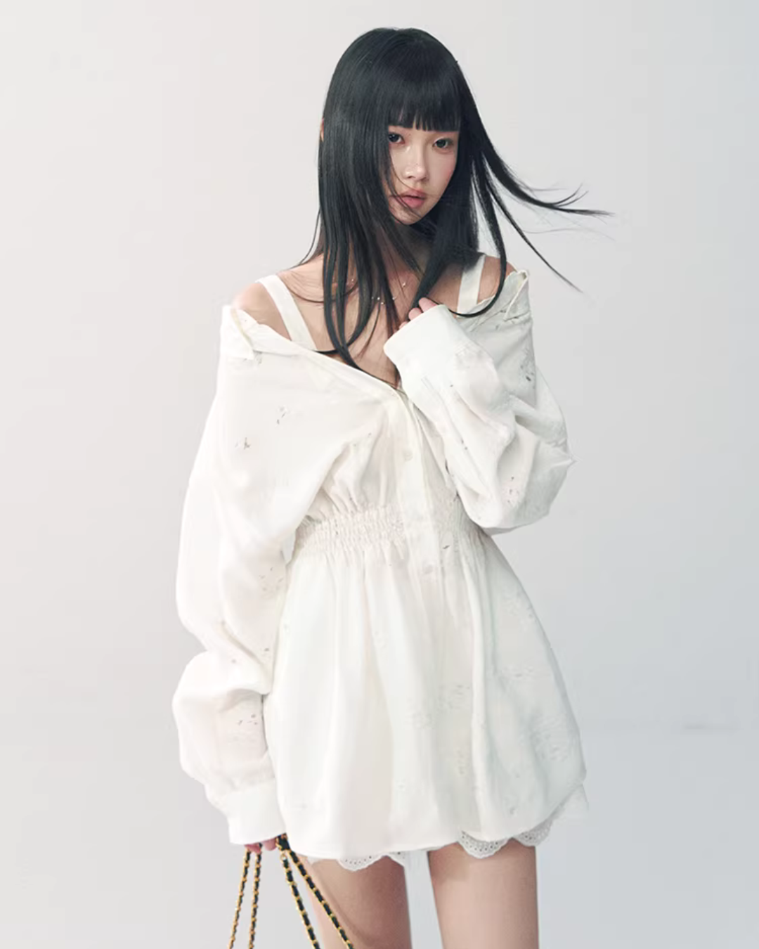 Off-Shoulder Long Sleeve Lace Dress RCR0017