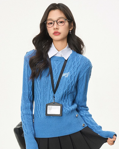 Cable Knit Layered Top / Pleated Skirt Pants WEO0018