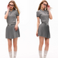 Polo Rib Knit Top / Pleated Skirt MDB0001