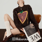 Strawberry Round Neck Knit Top / Brown Mini Skirt LLA0618