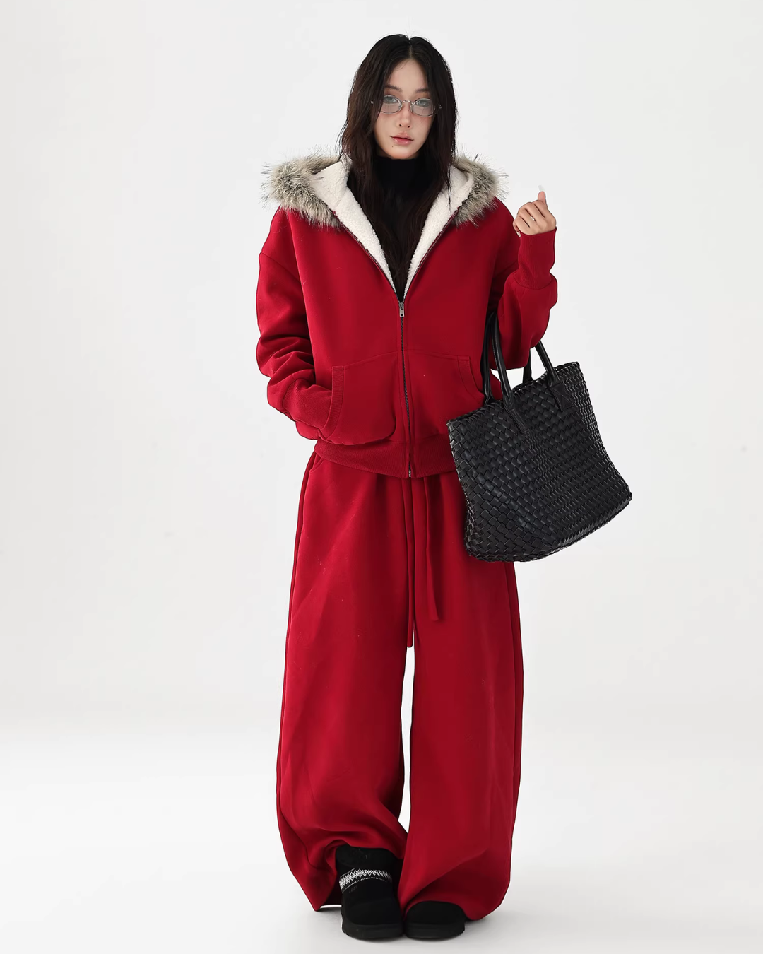 Fur Collar Fleece Hoodie/Casual Pants ACS0349