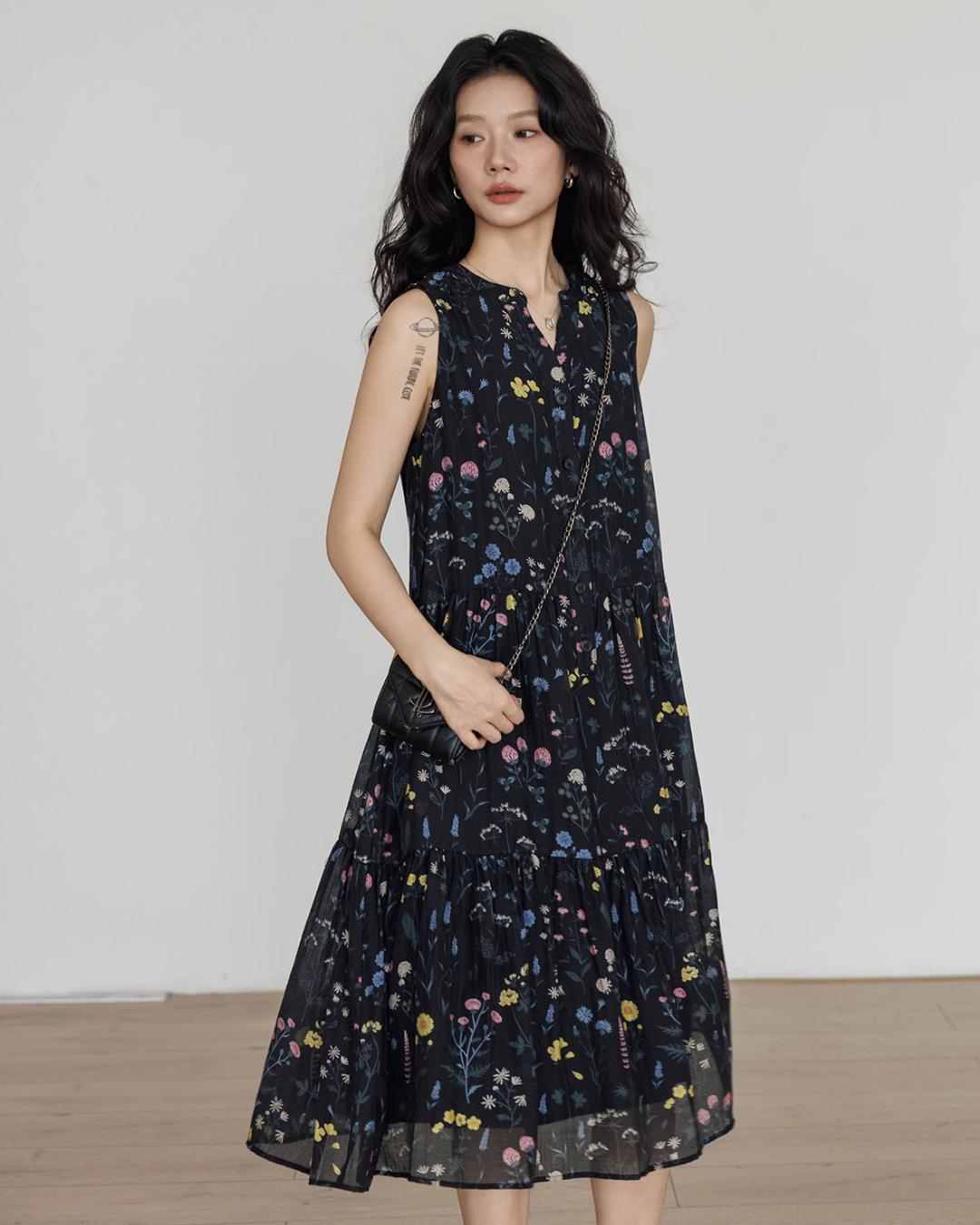 Tiered Flower Long Dress VAS0048