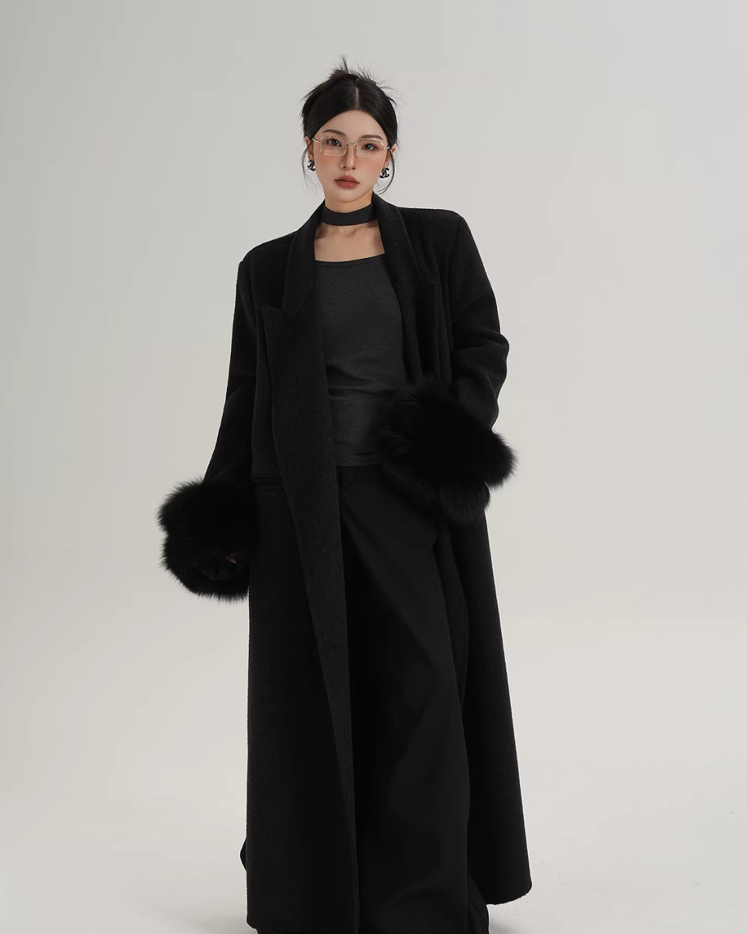 Fur Cuff Long Coat SRS0403