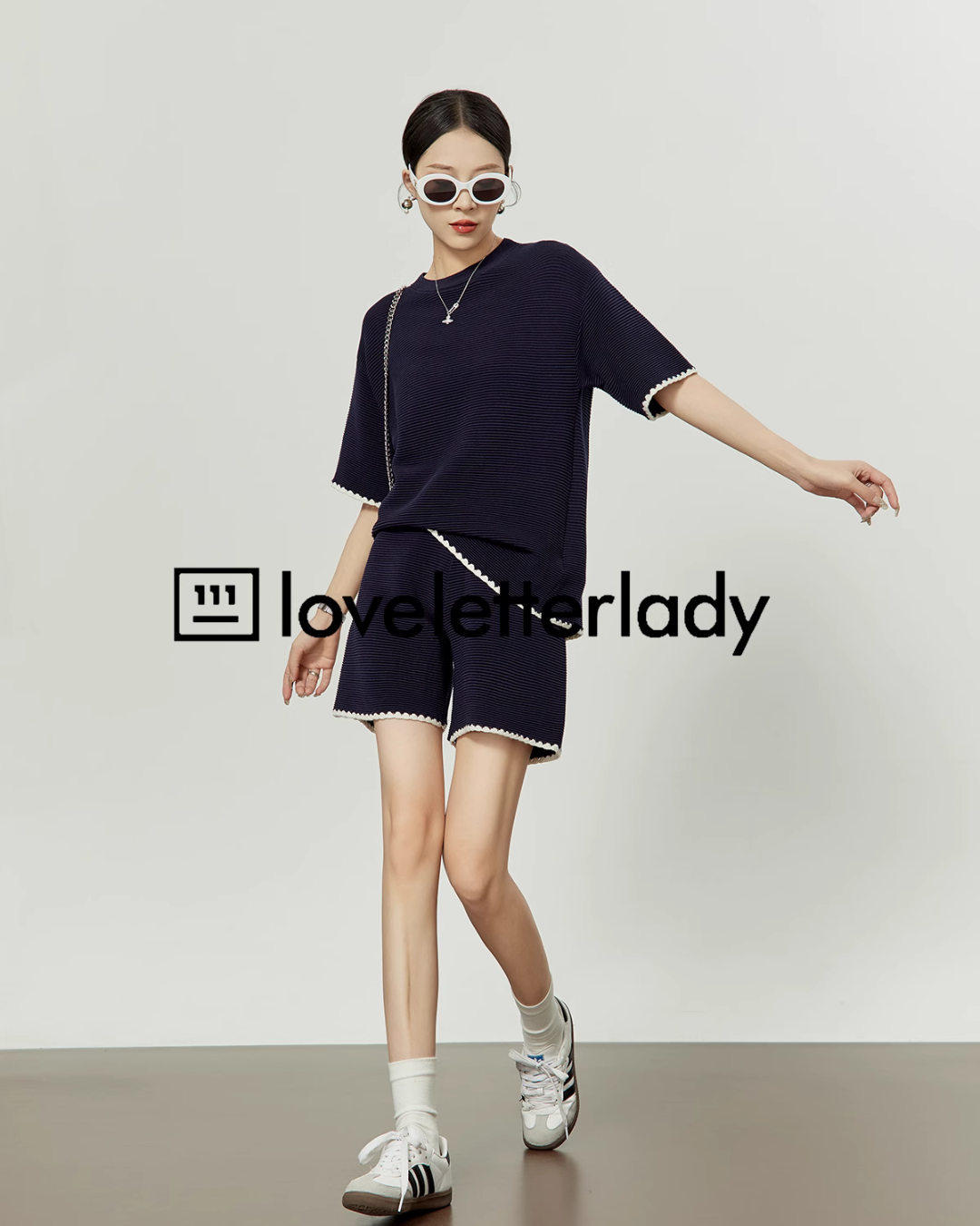 Navy Blue Linen Tops / Short LLA0197