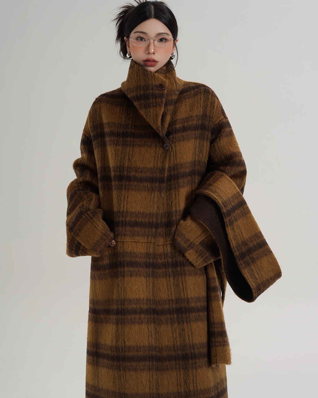 Plaid Long Wool Coat SRS0390
