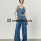 Pearl Denim Vest / Denim Wide Pants LLA0220