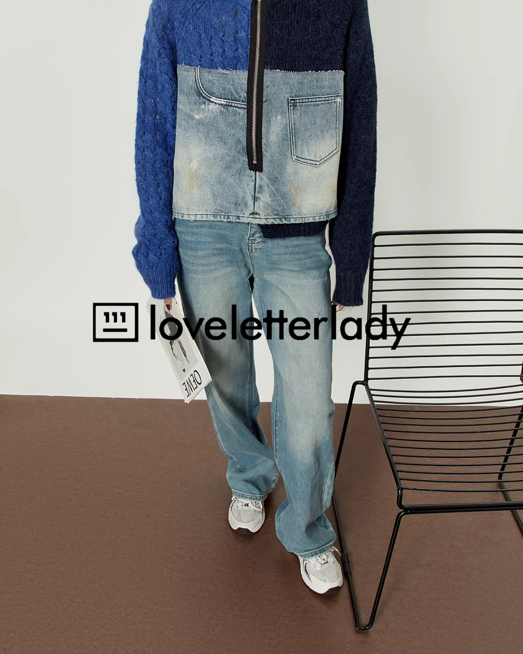 Denim Docking Knit Top LLA0595