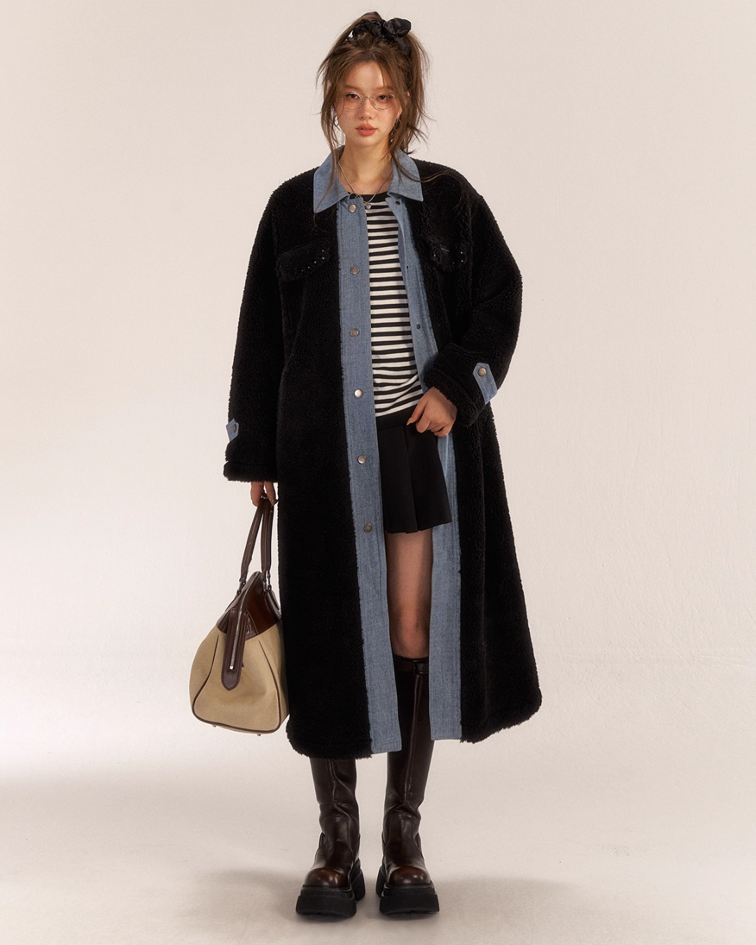Denim Shearling Casual Coat  ASG0050