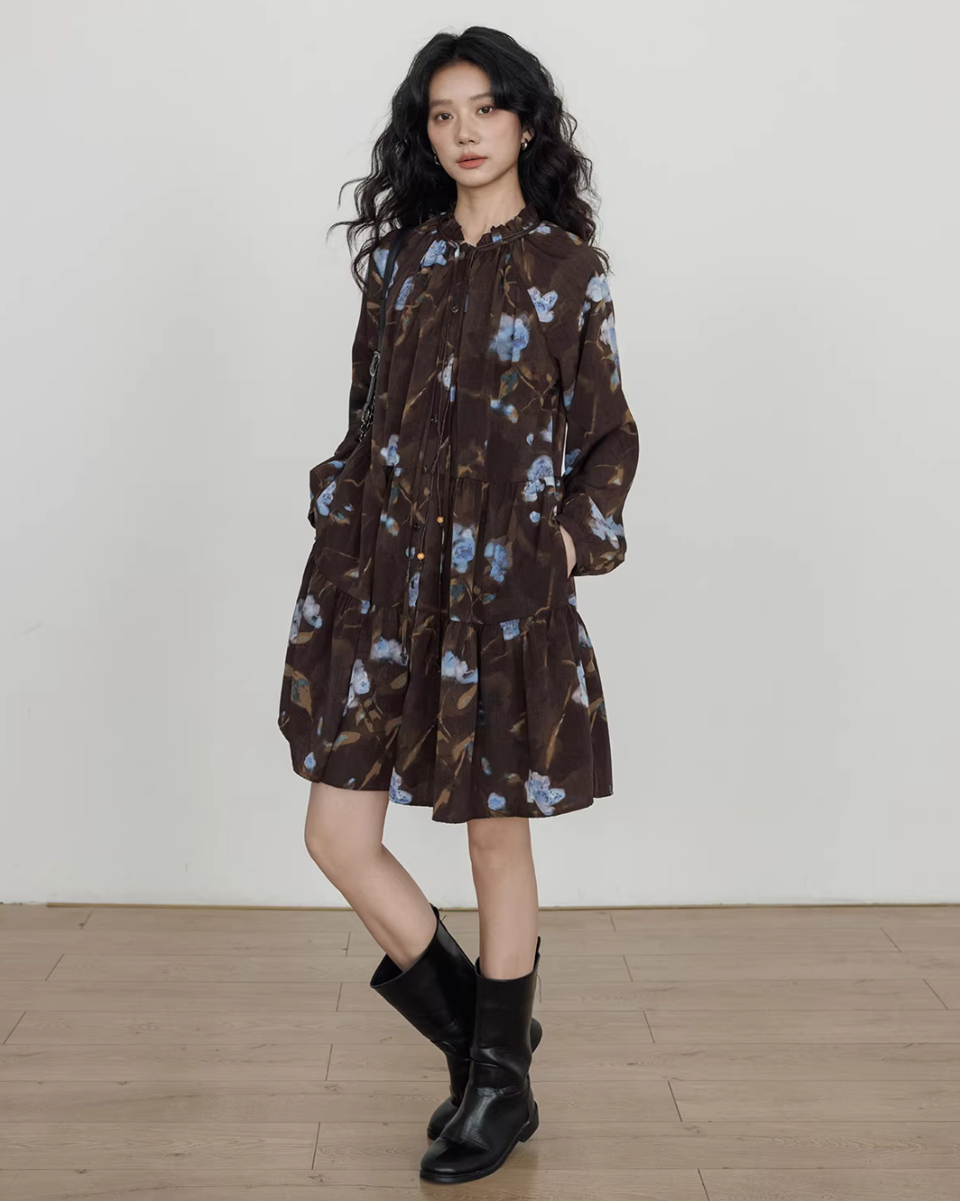 Retro Flower Print Dress VAS0184