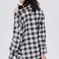 Off-Shoulder Plaid Shirt Dress SHN0049