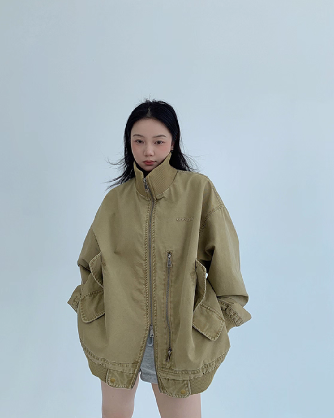 Double Zipper Stand Collar Jacket YLS0933