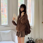 Retro Suede Jacket/Mini Tiered Skirt ELS0007