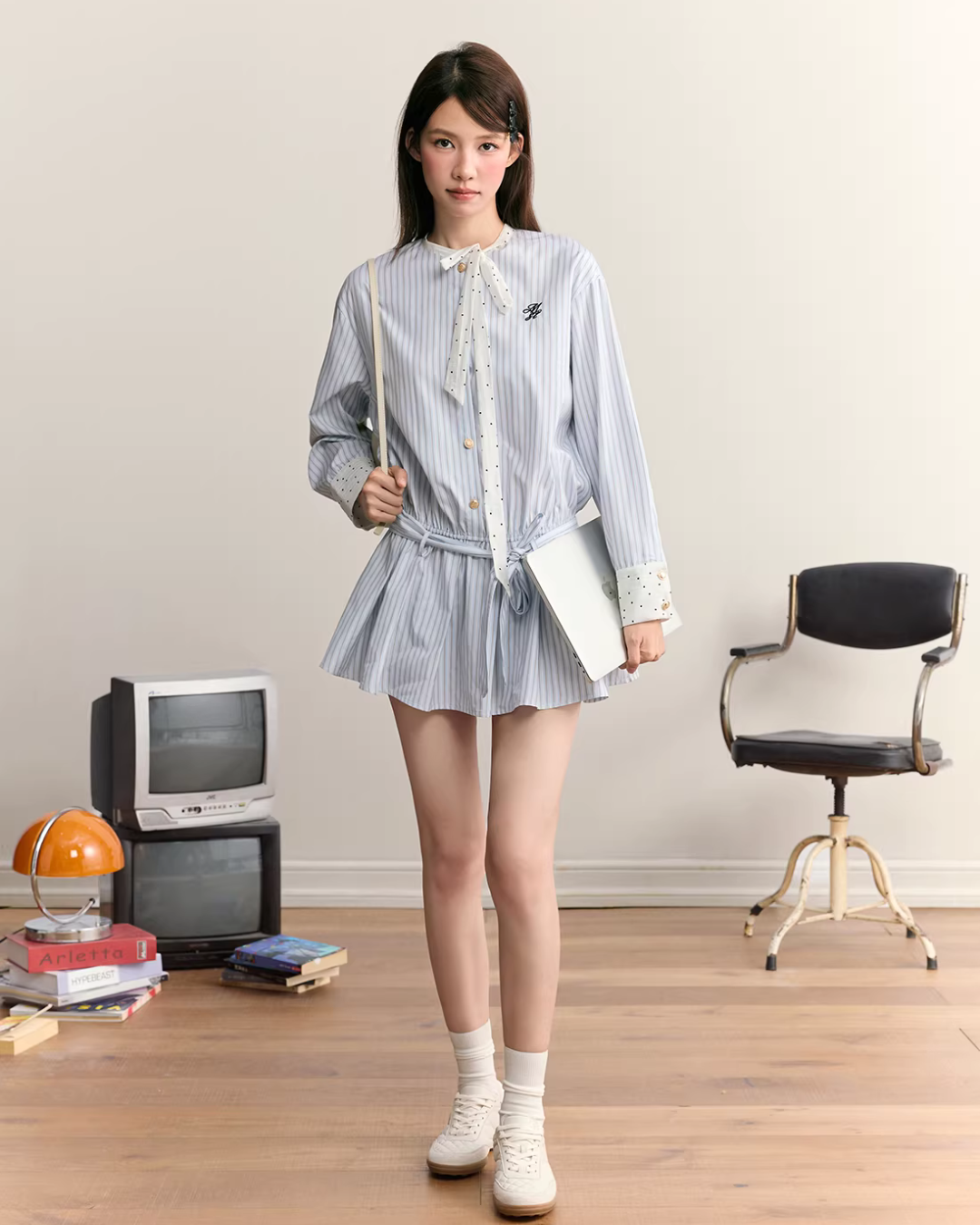 Striped Long Sleeve Dress MST0001