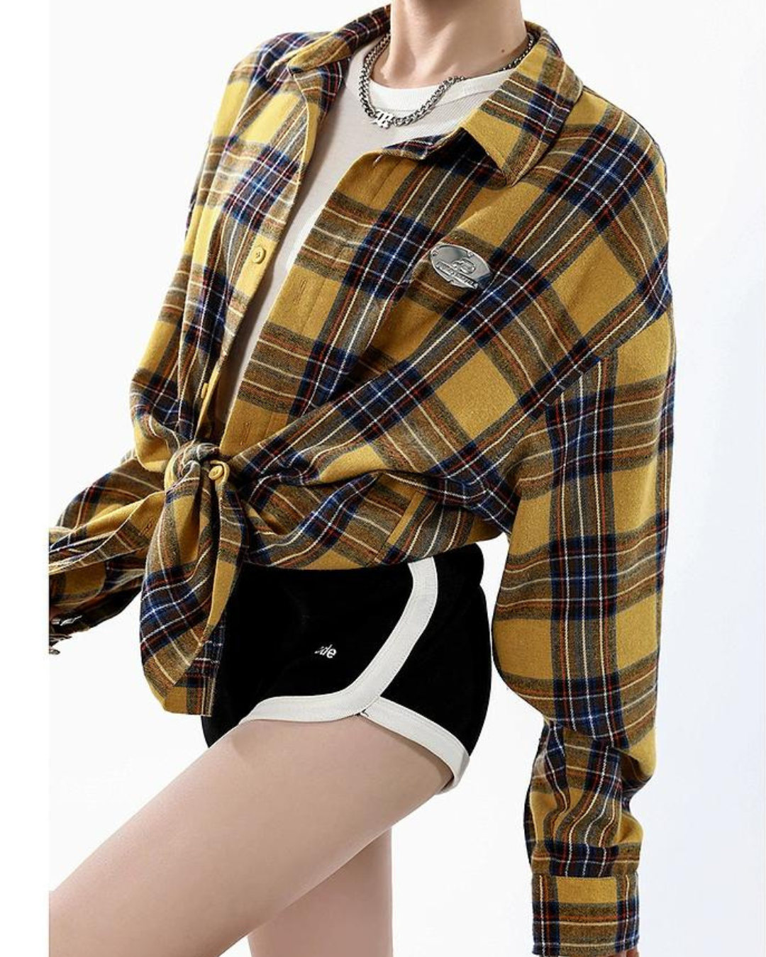 Loose Plaid Long Sleeve Shirt ICM0012