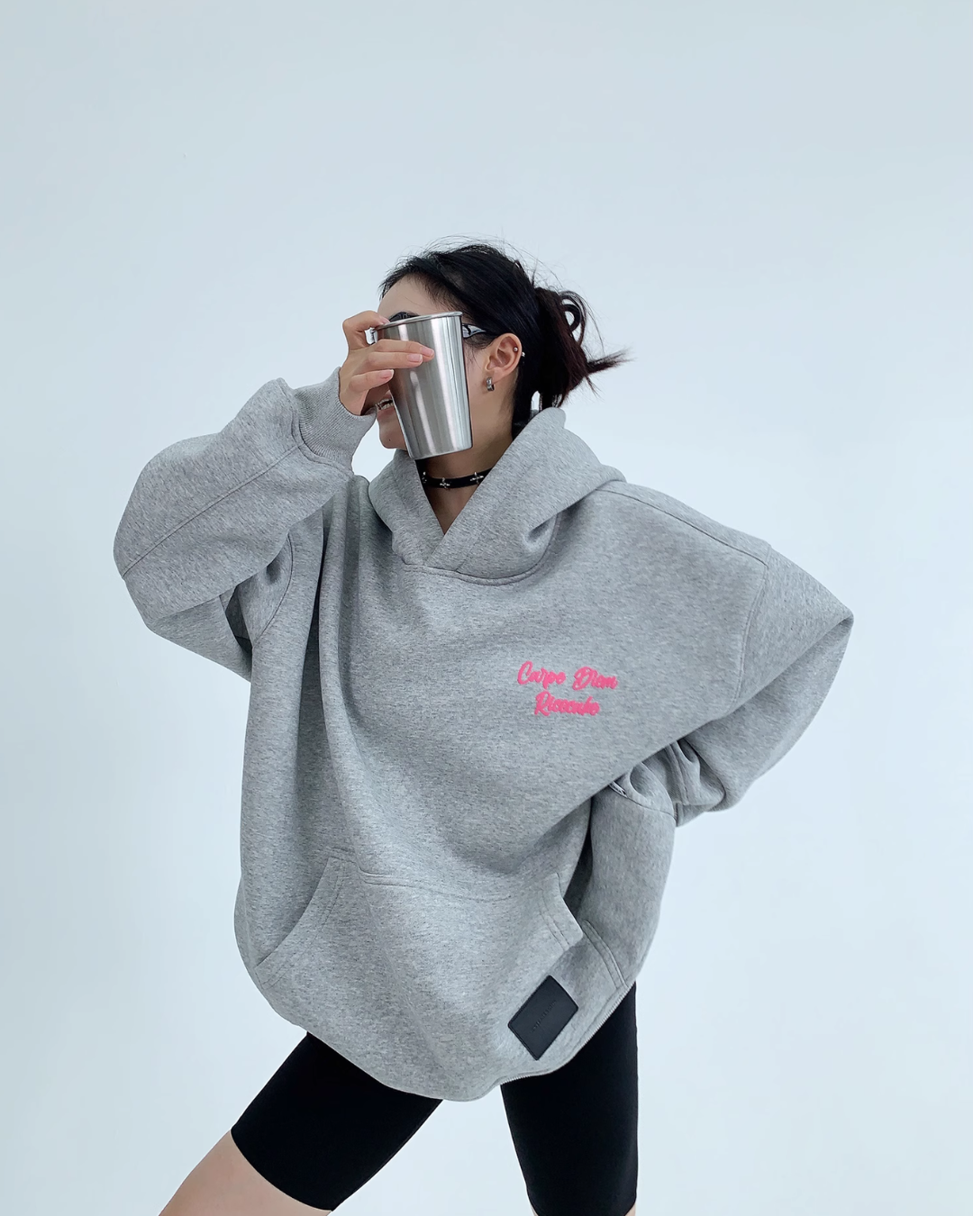 Pink Logo Pullover Hoodie YLS0697