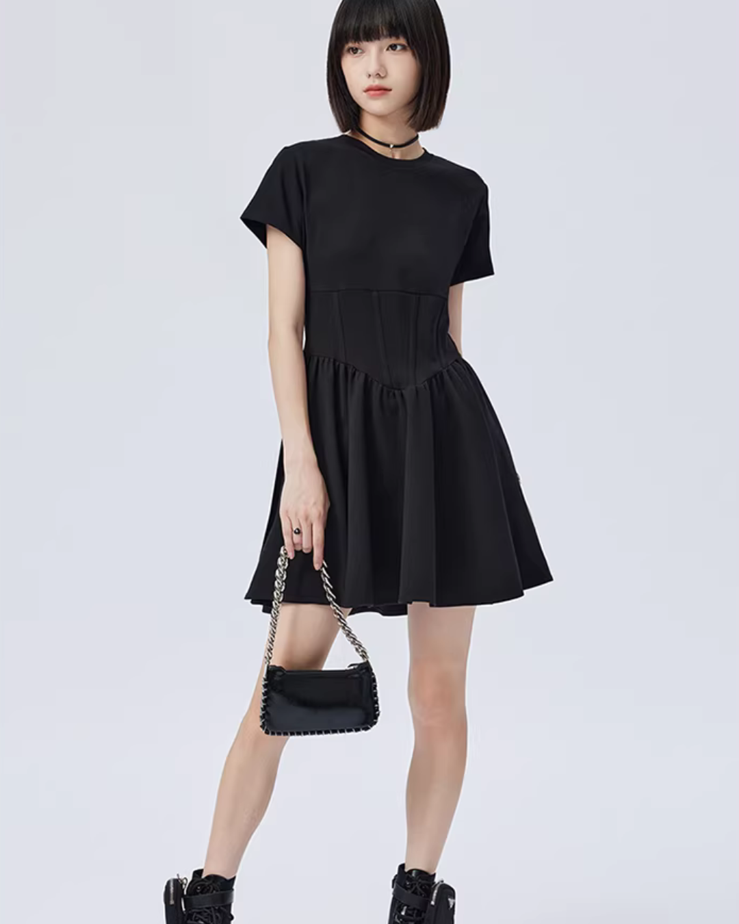 Round Neck Short Sleeve Dress SHN0008