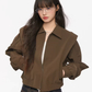 Padded Shoulder Leather Jacket KIP0002