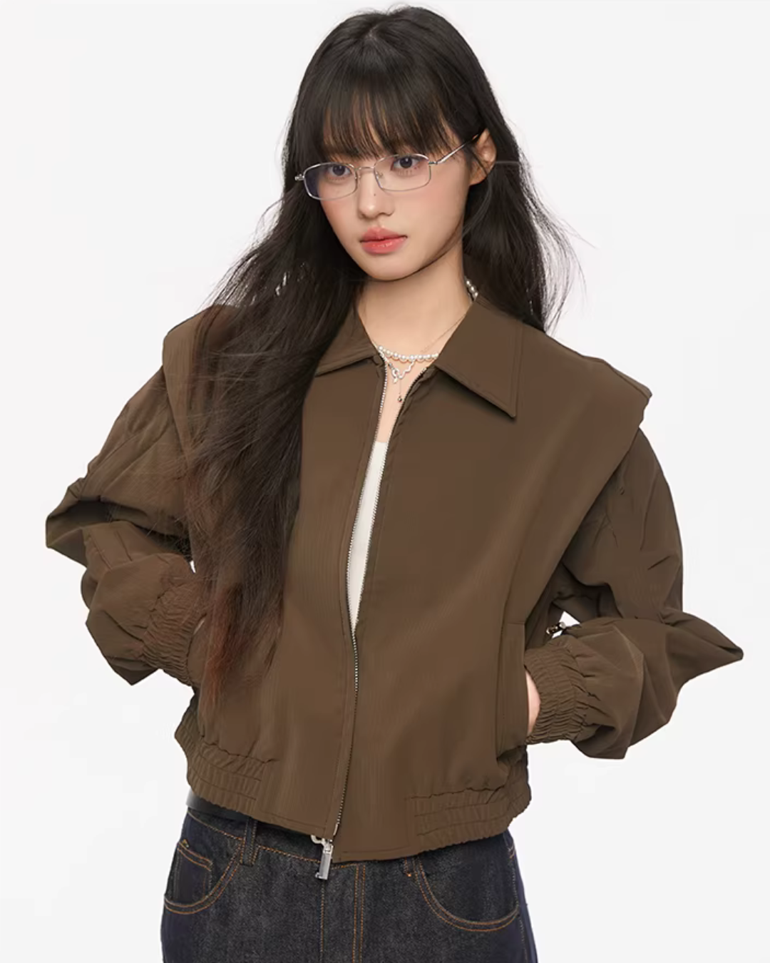 Padded Shoulder Leather Jacket KIP0002