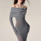 Offshoulder Knit Tight Dress AFD0009