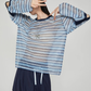 Striped Mesh Long-Sleeve T-Shirt FER0362