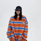 Border Shaggy Knit Tops YLS0713