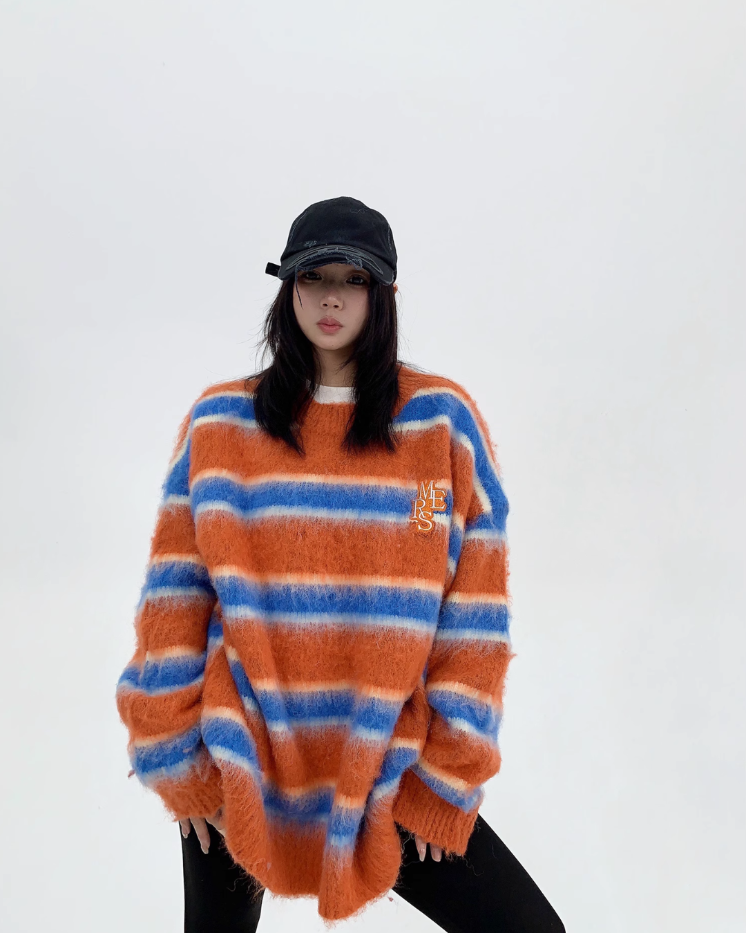 Border Shaggy Knit Tops YLS0713