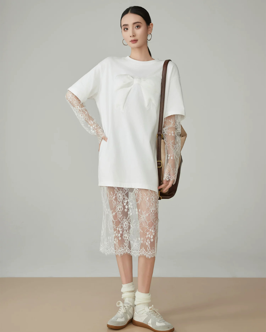 Lace Docking T-Shirt Dress FER0150
