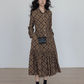 Retro Paid Flare Long Dress VAS0160