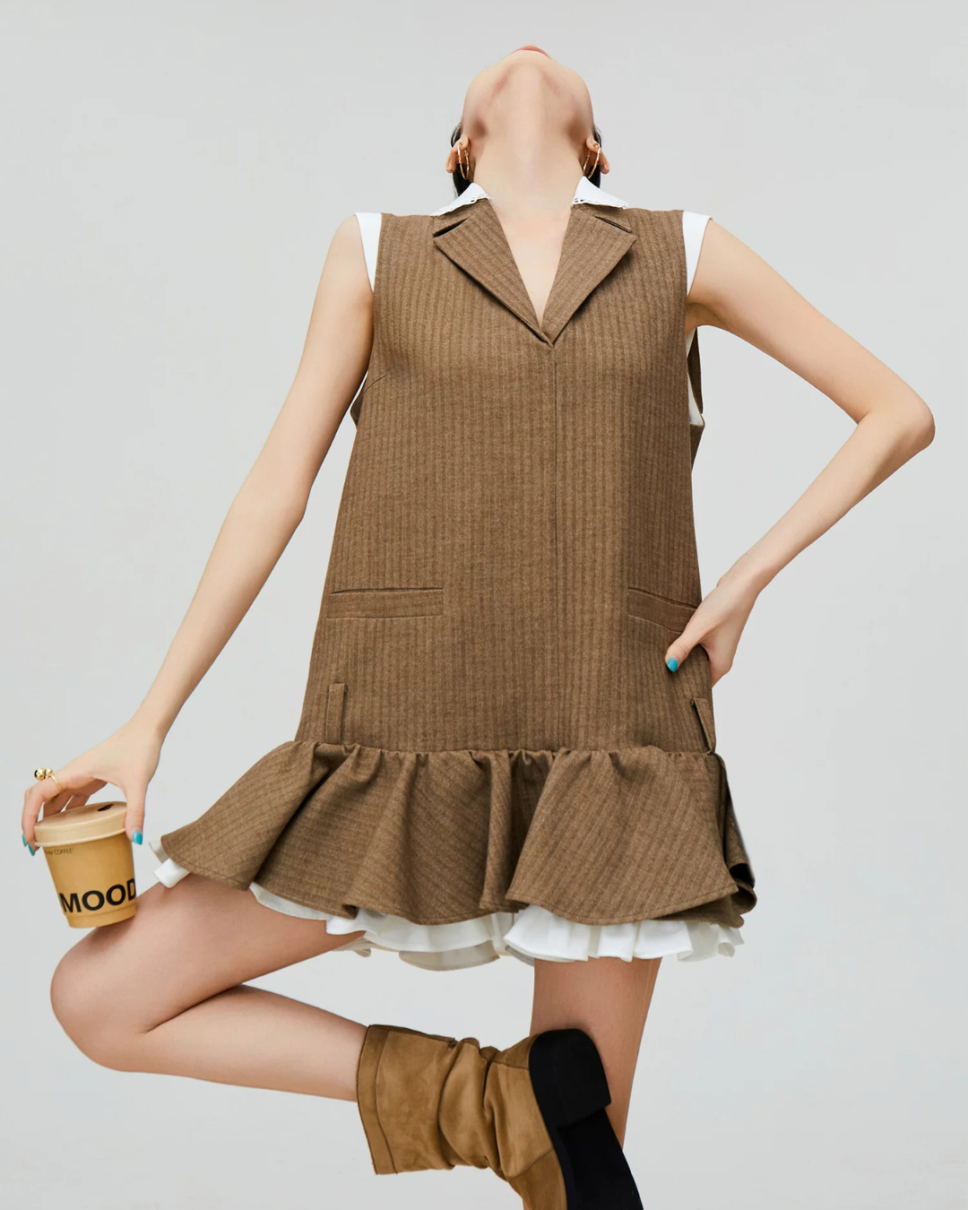 Tailored Collar Vest Dress FER0317