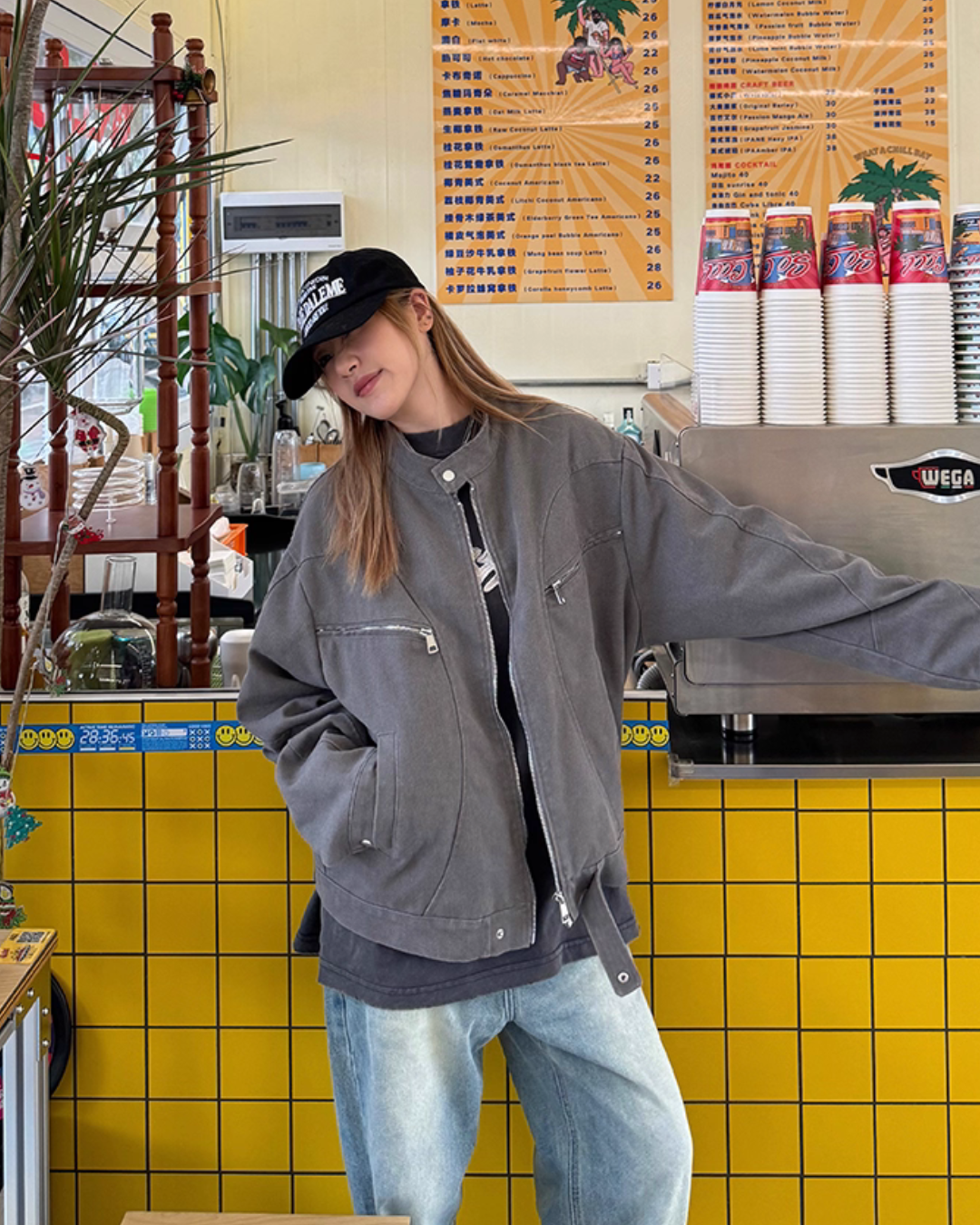 Vintage Washed Zipper Jacket CYE0056
