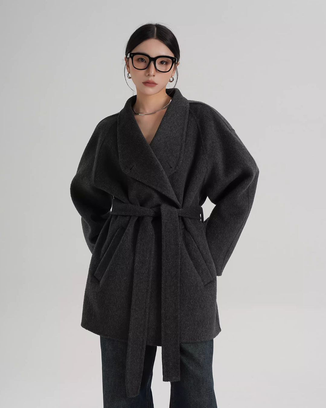 Mid Length Belted Wool Coat SRS0363