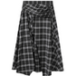 Leather Jacket / Asymmetric Check Pattern Skirt WEO0064