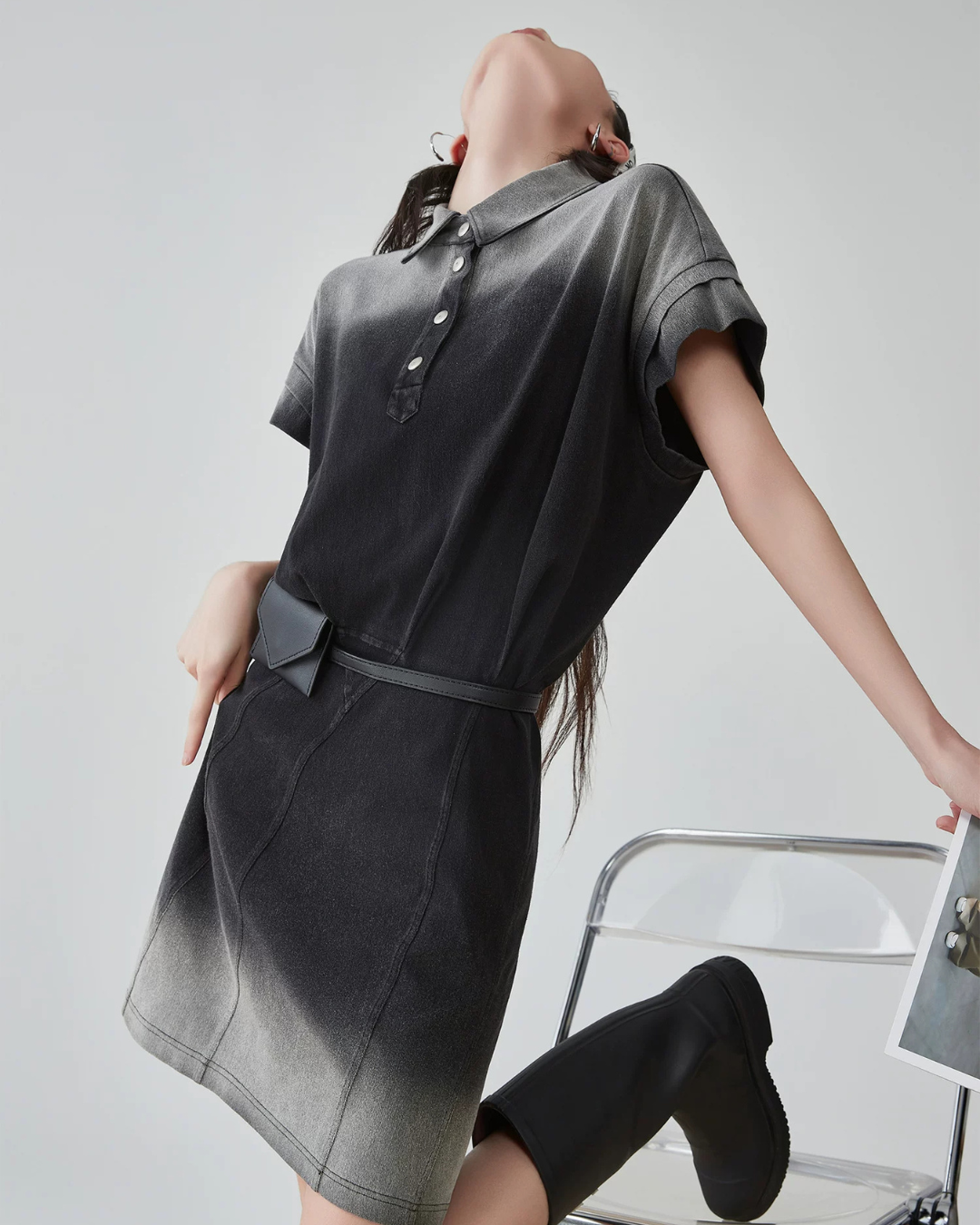 Gradient Polo Shirt Dress FER0156