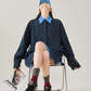 Color-Block Layered Oversized Shirt FER0072