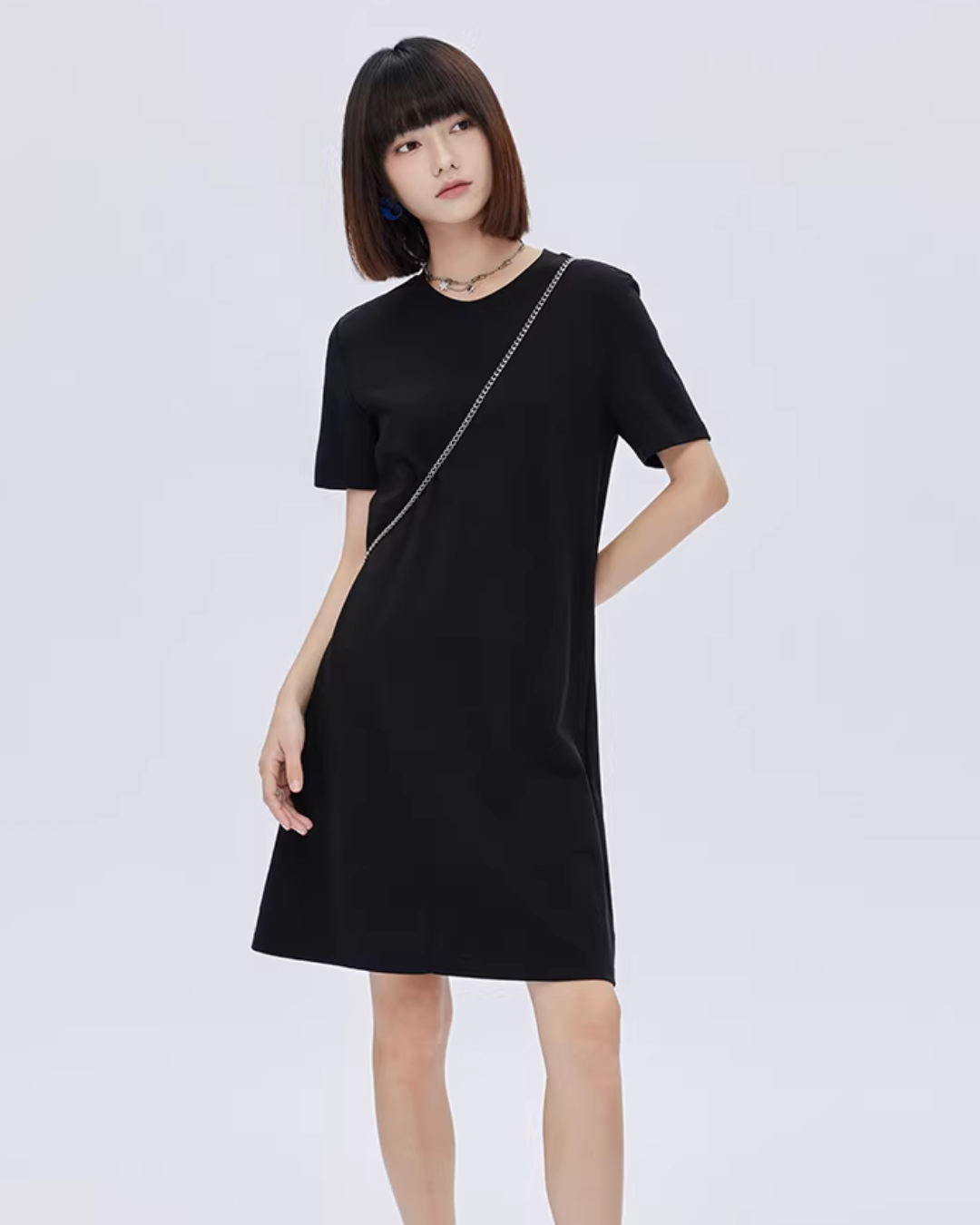 Crew Neck T-Shirt Short Dress SHN0010