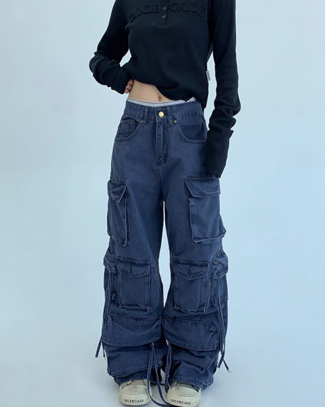 Pocket Design Wide Cargo Pants YLS0889