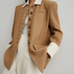 Button-Design Luxury Jacket / White Straight Pants SUY0029