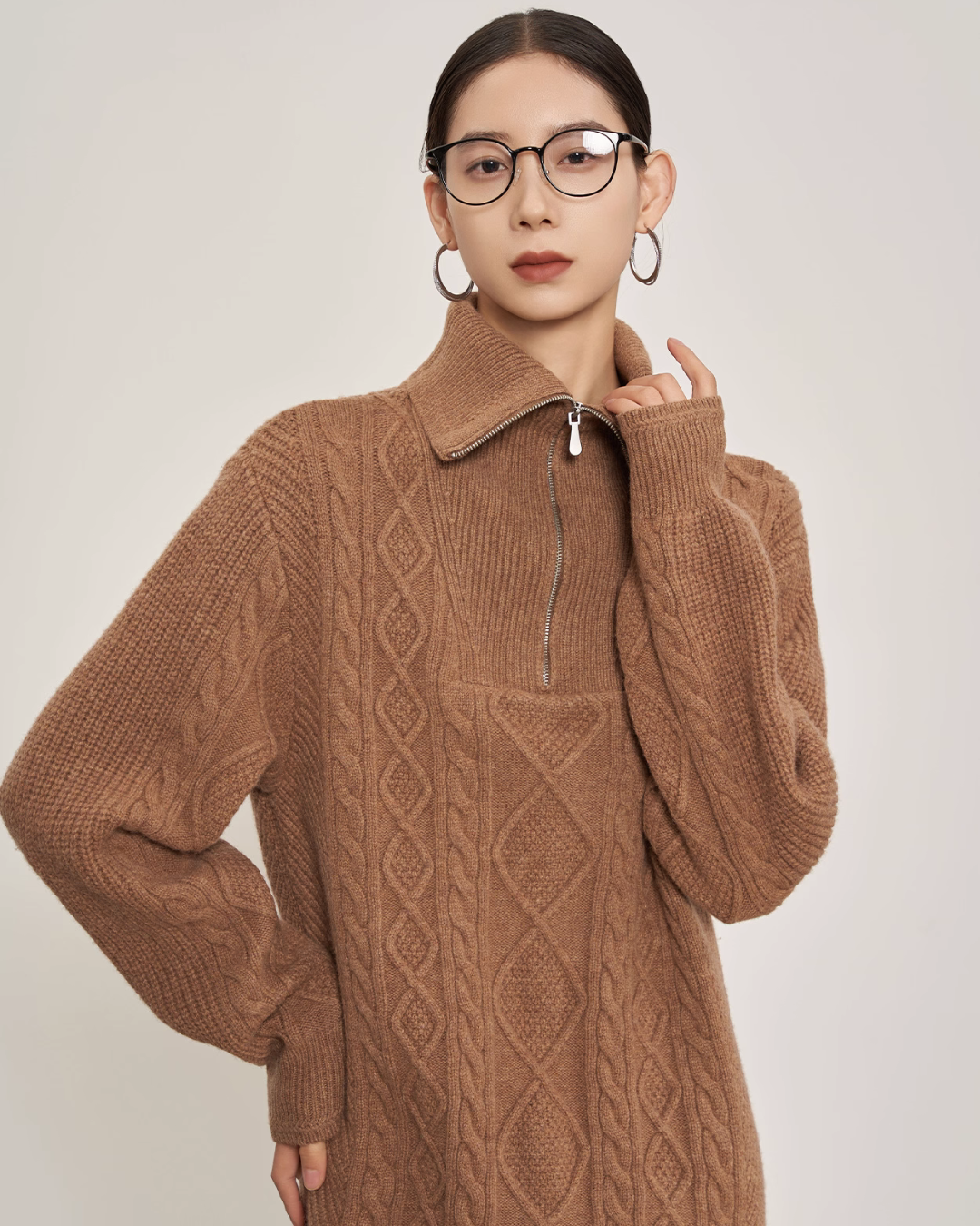 Cable Half-Zip Knit Dress SUY0015