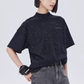 Sequin Mock Neck Short-Sleeve T-Shirt SHN0042