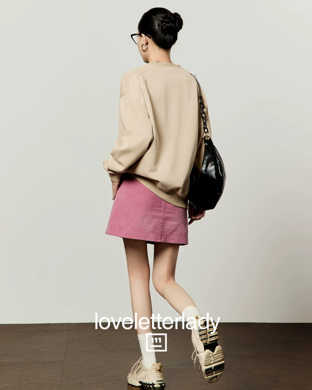 Cute Cat Print Sweatshirt / Pink Mini Skirt LLA0654