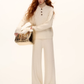 Wool Half-Button Knit Hoodie / Wide Pants ASG0073